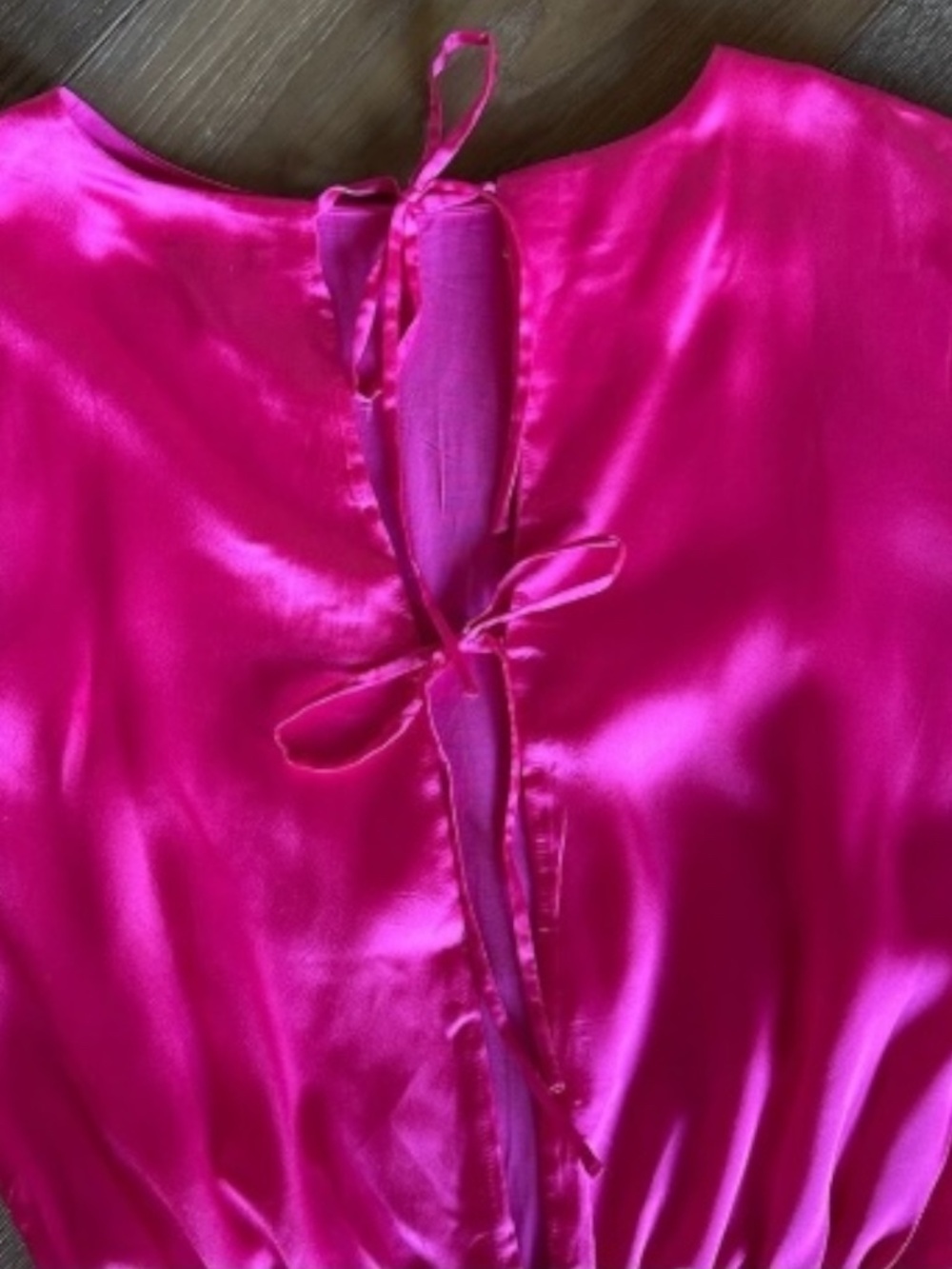 Lumiere Hot Pink Tie-Back Mini Dress – Long Sleeve Party Dress - Picture 7 of 13